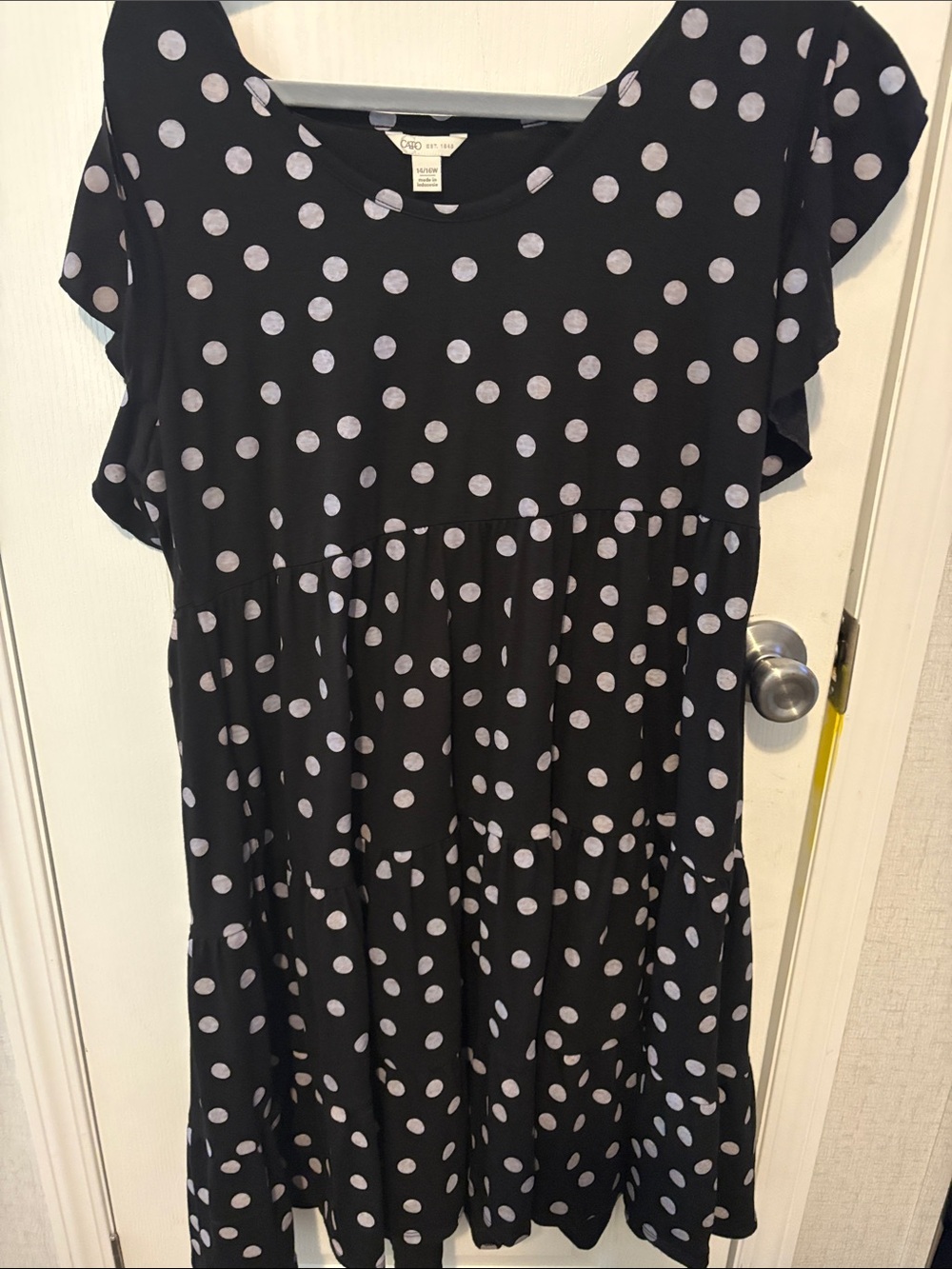 Cato Black Dress with White Polka Dots